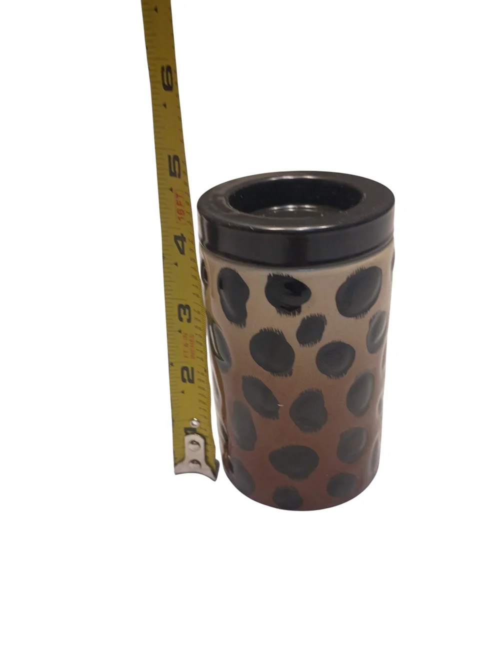 #6026 Retired Gold Canyon Leopard Glass Pillar Candle Holders